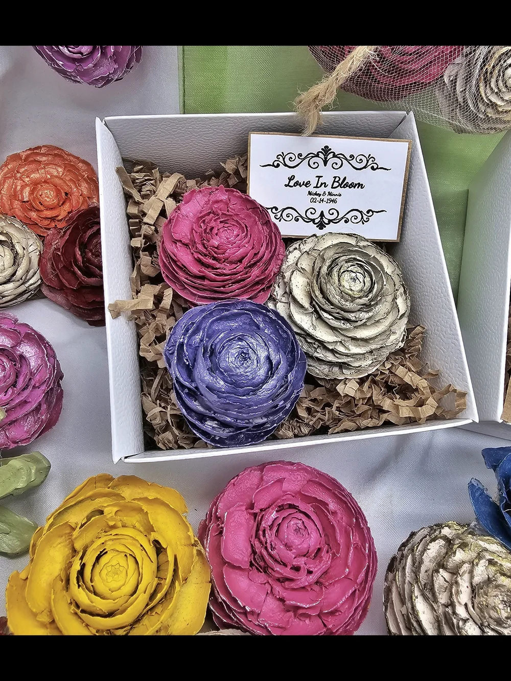 Floral Magnets For Wedding And Bridal Favors... Made From Pinecones!